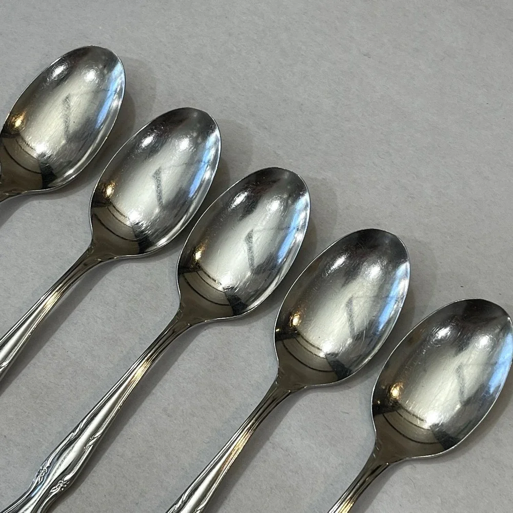 5 Insico International Silver Stainless Teaspoons Victorian Charm Embassador